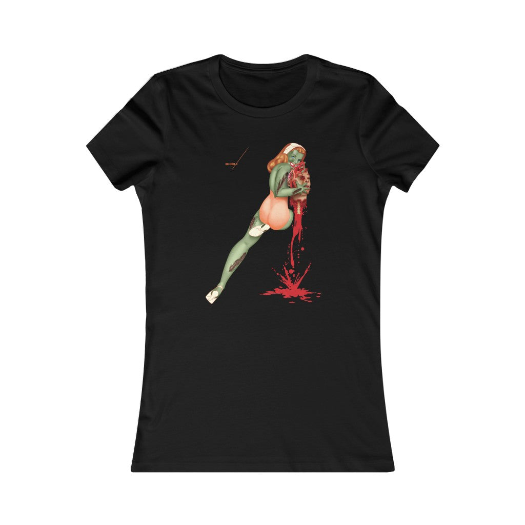 Zombie Pinup Holding Severed Head Women's T-Shirt - FREE shipping in US