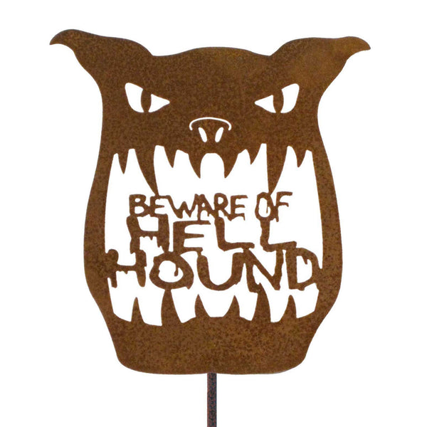 Beware Of Hell Hound Garden Stick Sign