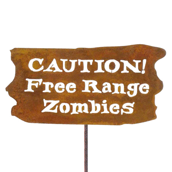 Caution Free Range Zombies Garden Stick Sign
