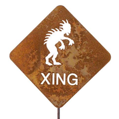 Chupacabra XING Garden Stick Sign