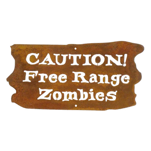 Caution Free Range Zombies Wall Mount Sign