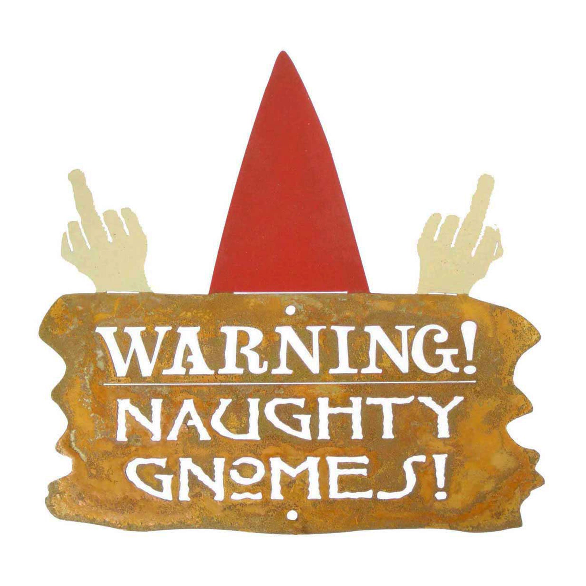 Warning Naughty Gnomes Wall Mount Sign