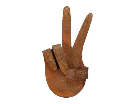 Peace Symbol Hand Metal Wall Decor - Free Shipping in US